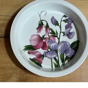 Portmeirion Eden Flowers Round Pie/Casserole Dish. Sweet Pea Print. Rare. 10"